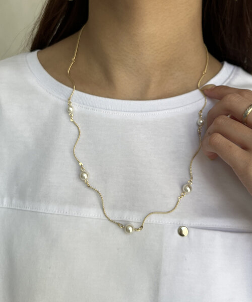 Chez toi（シェトワ）の「ねじりパールネックレス（ネックレス・レディース・ゴールド/シルバー・FREE）」の10枚目の写真