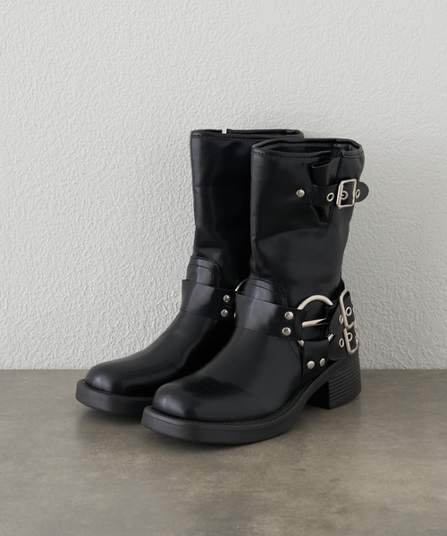 RAY CASSIN（レイカズン）の「エンジニアミドルブーツ（ブーツ・レディース・ブラウン/ブラック・36/37/38）」の5枚目の写真