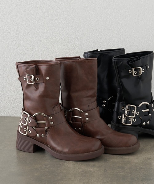 RAY CASSIN（レイカズン）の「エンジニアミドルブーツ（ブーツ・レディース・ブラウン/ブラック・36/37/38）」の15枚目の写真