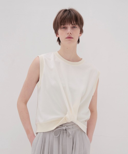 DRESSLAVE(ドレスレイブ)の「hem twist pullover(ヘムツイストプルオーバー)(Tシャツ/カットソー・レディース・ネイビー/ホワイト・38)」の1枚目の写真