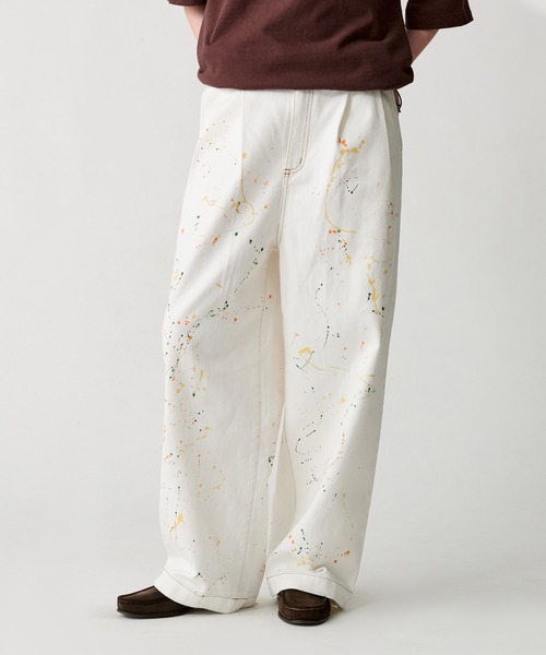 WETTEMPT（ウィテンプト）の「2TUCK PAINT DENIM PANTS / ツータック