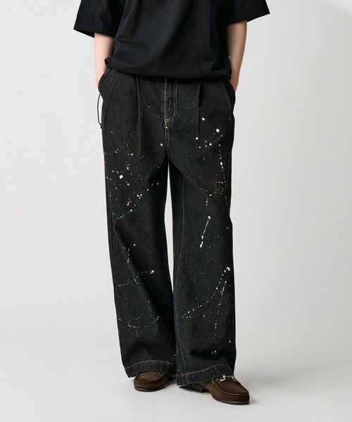 セール】2TUCK PAINT DENIM PANTS / ツータックペイントデニムパンツ