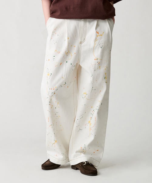 WETTEMPT（ウィテンプト）の「2TUCK PAINT DENIM PANTS / ツータックペイントデニムパンツ（デニムパンツ・メンズ・オフホワイト/インディゴブルー/ブラック・SMALL/MEDIUM/LARGE）」の9枚目の写真