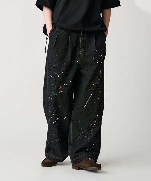 セール】2TUCK PAINT DENIM PANTS / ツータックペイントデニムパンツ