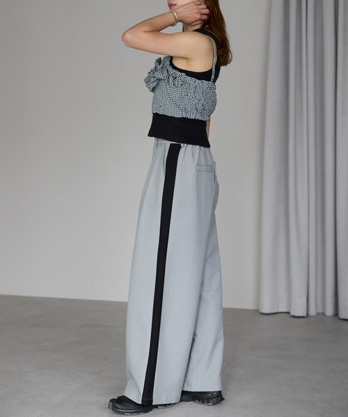 r.（アールドット）の「ワッシャーチェック　フリルビスチェ（キャミソール・レディース・グリーン/ブルー/ブラック・FREE）」の7枚目の写真