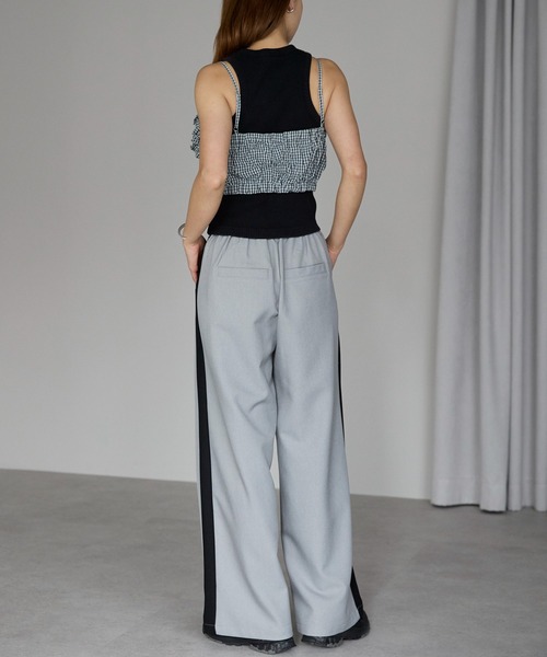 r.（アールドット）の「ワッシャーチェック　フリルビスチェ（キャミソール・レディース・グリーン/ブルー/ブラック・FREE）」の8枚目の写真