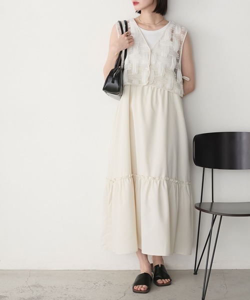 forksy.】幾何学コードレースベスト&ワンピースセット forksy.│MONO