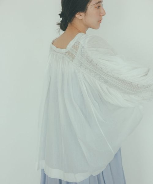 ブラウス シャツ 「natural by clip」レース袖ギャザーブラウス レディース studio CLIP｜《natural by clip》レース袖ギャザーブラウス