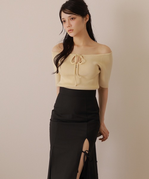 M DOLLY(エムドリー)の「*M DOLLY original* slit ribbon mermaid skirt/スリットリボンマーメイドスカート(スカート・レディース・ブラック/ベージュ・XS/S/M)」の6枚目の写真
