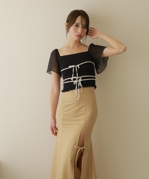 スリットリボンマーメイドスカート M DOLLY original* slit ribbon mermaid skirt/スリットリボン