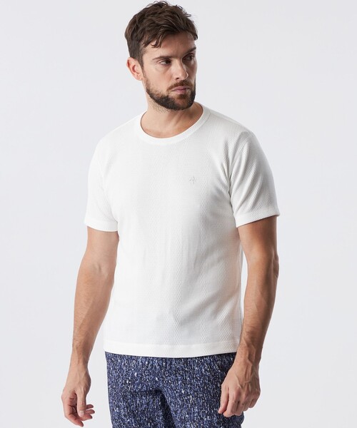 EPOCA UOMO（エポカウォモ）の「ランダムワッフルストライプカットソー（Tシャツ/カットソー・メンズ・ブルー/ブラック/ホワイト・46/48）」の2枚目の写真
