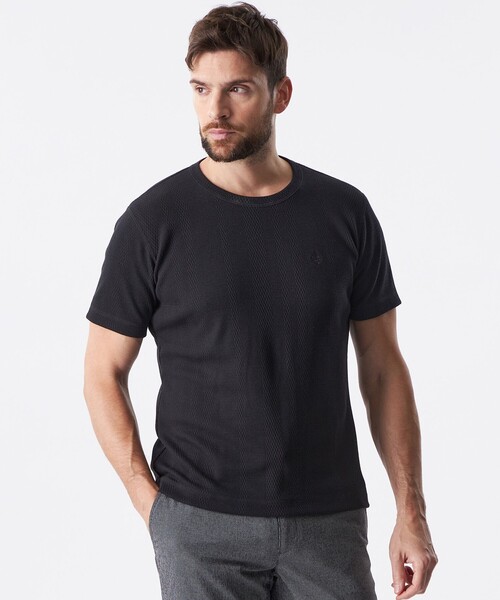 EPOCA UOMO（エポカウォモ）の「ランダムワッフルストライプカットソー（Tシャツ/カットソー・メンズ・ブルー/ブラック/ホワイト・46/48）」の3枚目の写真