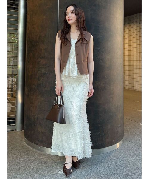 LAGUNAMOON（ラグナムーン）の「カットジャガードキャミソール（キャミソール・レディース・ブラック/アイボリー・FREE）」の5枚目の写真