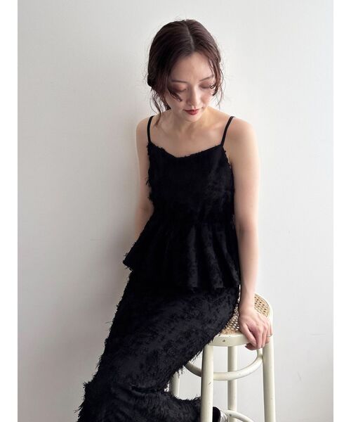 LAGUNAMOON（ラグナムーン）の「カットジャガードキャミソール（キャミソール・レディース・ブラック/アイボリー・FREE）」の6枚目の写真