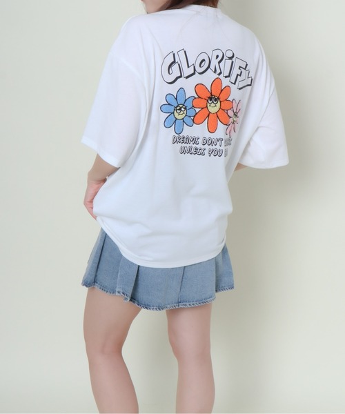 GORGE(ゴージ)の「《サガラ刺繍×カラフルフラワー》レディース Tシャツ オーバーサイズ ロゴ バックデザイン 春夏秋(Tシャツ/カットソー・レディース・ピンク/ブラック/オフホワイト・F)」の12枚目の写真