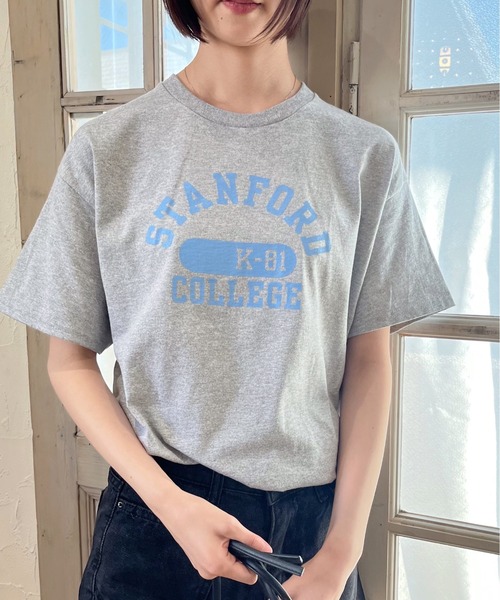 spiritoso(スピリトーゾ)の「【spiritoso】カレッジロゴアソートプリント半袖Tシャツ(Tシャツ/カットソー・レディース・ホワイト系その他2/ブラック系その他/ブラック系その他3/ブラック系その他2/グレー系その他/グレー系その他2/グレー系その他3/ホワイト系その他/ホワイト系その他3・MEDIUM/LARGE/X-LARGE/SMALL)」の9枚目の写真