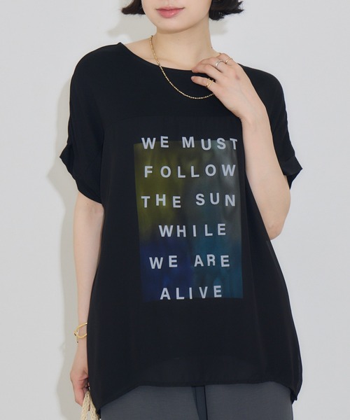 KATHARINE ROSS(キャサリンロス)の「【PILLINI/ピリーニ】ウォーターペインティングレイヤードTシャツ(Tシャツ/カットソー・レディース・ブラック/オフホワイト・MEDIUM)」の2枚目の写真