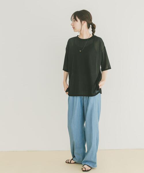 ITEMS URBANRESEARCH(アイテムズ アーバンリサーチ)の「シアー半袖Tシャツ(Tシャツ/カットソー・レディース・ブルー/ホワイト/ブラック・FREE)」の17枚目の写真