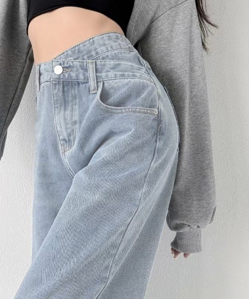 Beststore(ベストストア)の「ストレートデニム ウエストレイヤード風(デニムパンツ・レディース・ブルー/ブラック/ライトブルー・M/S/XL/L)」の19枚目の写真