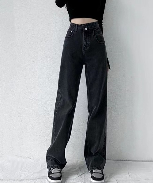Beststore(ベストストア)の「ストレートデニム ウエストレイヤード風(デニムパンツ・レディース・ブルー/ブラック/ライトブルー・M/S/XL/L)」の15枚目の写真
