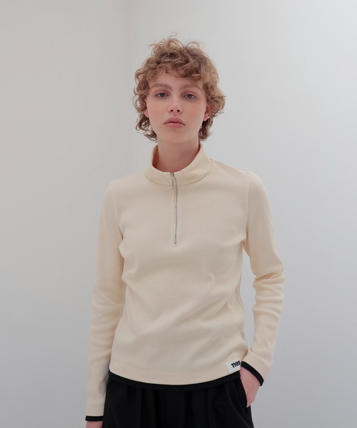 tシャツ THREE DOTS TURQUOISE × DRESSLAVE / HALF ZIP PULLOVER(ハーフジッププルオーバー) レディ THREE DOTS TURQUOISE tシャツ × DRESSLAVE / HALF ZIP PULLOVER