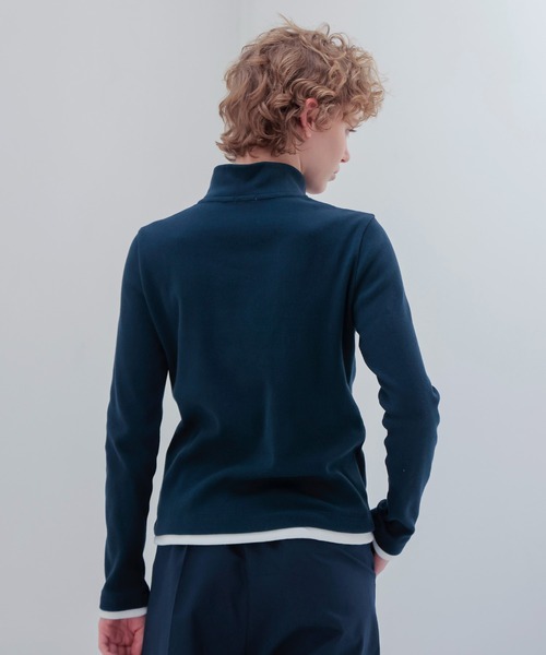 THREE DOTS TURQUOISE(スリードットターコイズ)の「THREE DOTS TURQUOISE × DRESSLAVE / HALF ZIP PULLOVER(ハーフジッププルオーバー)(Tシャツ/カットソー・レディース・ホワイト/ネイビー・36)」の4枚目の写真
