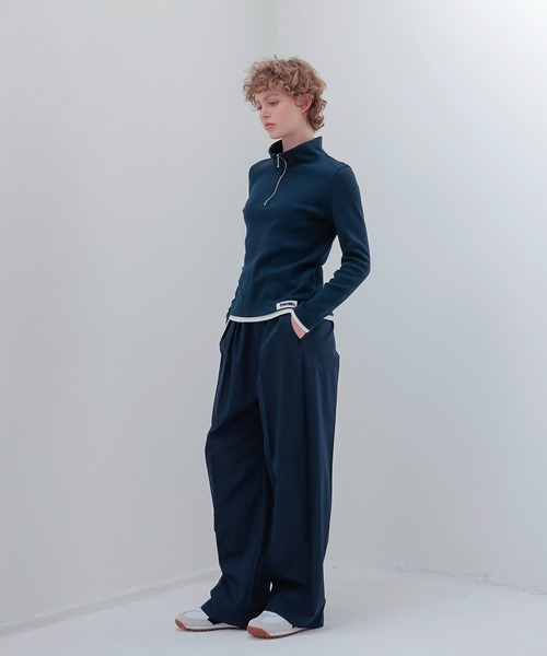 THREE DOTS TURQUOISE(スリードットターコイズ)の「THREE DOTS TURQUOISE × DRESSLAVE / HALF ZIP PULLOVER(ハーフジッププルオーバー)(Tシャツ/カットソー・レディース・ホワイト/ネイビー・36)」の8枚目の写真