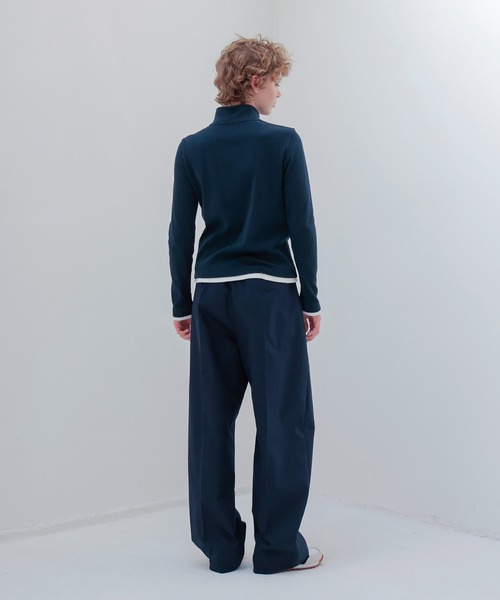 THREE DOTS TURQUOISE(スリードットターコイズ)の「THREE DOTS TURQUOISE × DRESSLAVE / HALF ZIP PULLOVER(ハーフジッププルオーバー)(Tシャツ/カットソー・レディース・ホワイト/ネイビー・36)」の9枚目の写真