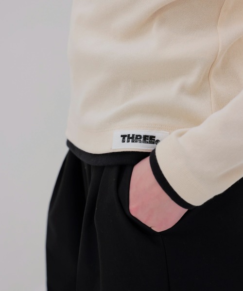 THREE DOTS TURQUOISE(スリードットターコイズ)の「THREE DOTS TURQUOISE × DRESSLAVE / HALF ZIP PULLOVER(ハーフジッププルオーバー)(Tシャツ/カットソー・レディース・ホワイト/ネイビー・36)」の15枚目の写真