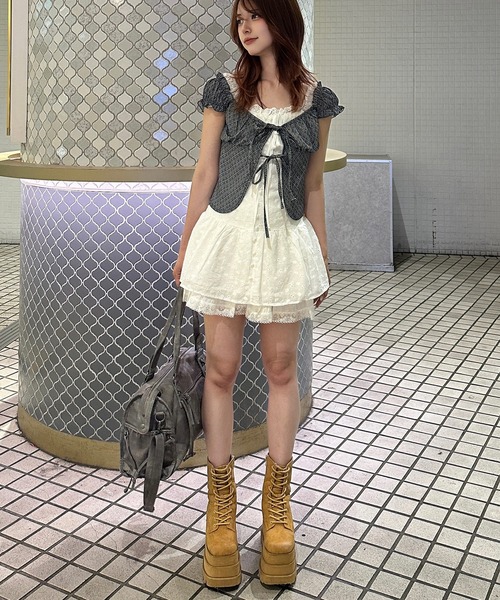 .KOM(ドットコム)の「A'GEM/9 × .kom 『.KOM/ドットケーオーエム』 チェックブラウス(シャツ/ブラウス・レディース・グレー/チャコールグレー・FREE)」の4枚目の写真