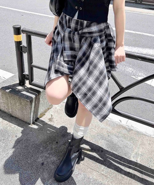 INGNI（イング）の「腰巻シャツ風チェック柄スカパン（スカート・レディース・ネイビー系2/レッド系その他5/ブラック系/ブラック系その他3/ネイビー系1/ローズ系8・FREE）」の13枚目の写真