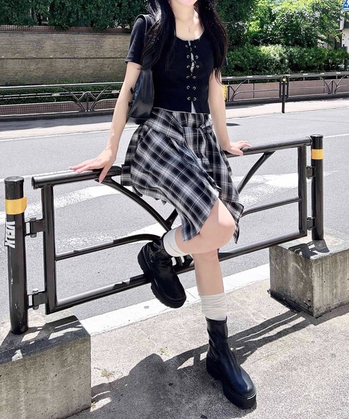 INGNI（イング）の「腰巻シャツ風チェック柄スカパン（スカート・レディース・ネイビー系2/レッド系その他5/ブラック系/ブラック系その他3/ネイビー系1/ローズ系8・FREE）」の16枚目の写真