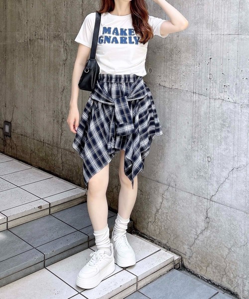 INGNI（イング）の「腰巻シャツ風チェック柄スカパン（スカート・レディース・ネイビー系2/レッド系その他5/ブラック系/ブラック系その他3/ネイビー系1/ローズ系8・FREE）」の7枚目の写真