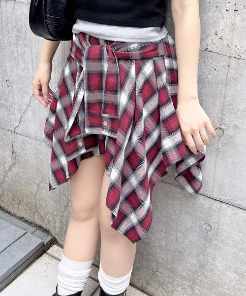 INGNI（イング）の「腰巻シャツ風チェック柄スカパン（スカート・レディース・ネイビー系2/レッド系その他5/ブラック系/ブラック系その他3/ネイビー系1/ローズ系8・FREE）」の8枚目の写真