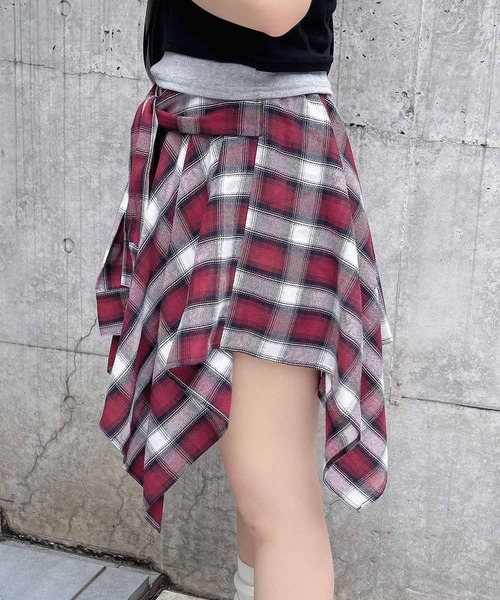 INGNI（イング）の「腰巻シャツ風チェック柄スカパン（スカート・レディース・ネイビー系2/レッド系その他5/ブラック系/ブラック系その他3/ネイビー系1/ローズ系8・FREE）」の10枚目の写真