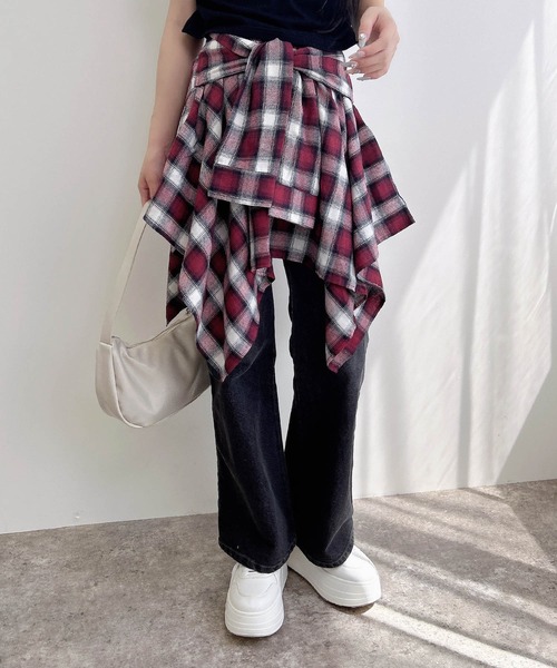 セール】腰巻シャツ風チェック柄スカパン（スカート）｜INGNI（イング