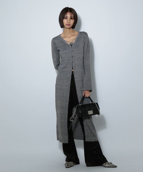 PAGEBOY（ページボーイ）の「ニットカーデワンピース（ワンピース・レディース・ブラック/グレー/オフホワイト・FREE）」の3枚目の写真