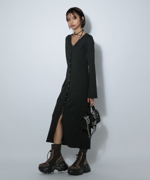 PAGEBOY（ページボーイ）の「ニットカーデワンピース（ワンピース・レディース・ブラック/グレー/オフホワイト・FREE）」の5枚目の写真