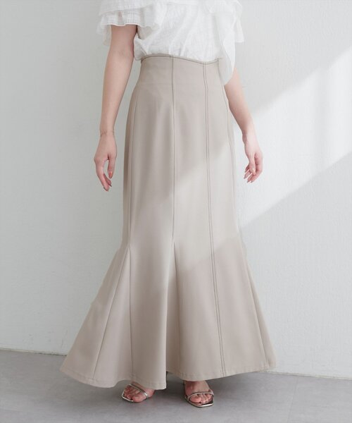natural couture（ナチュラルクチュール）の「【WEB限定】ハートウエストマーメイドスカート（スカート・レディース・ネイビー/ベージュ/グレー/ブラウン・FREE）」の3枚目の写真