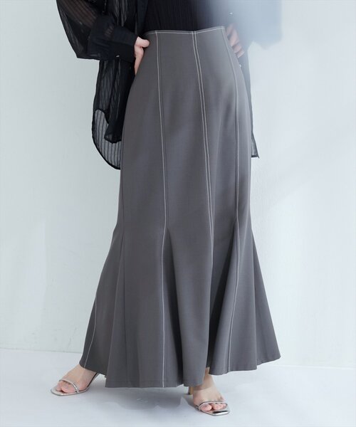 natural couture（ナチュラルクチュール）の「【WEB限定】ハートウエストマーメイドスカート（スカート・レディース・ネイビー/ベージュ/グレー/ブラウン・FREE）」の7枚目の写真