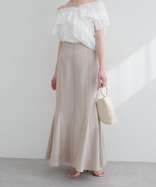 natural couture（ナチュラルクチュール）の「【WEB限定】ハートウエストマーメイドスカート（スカート・レディース・ネイビー/ベージュ/グレー/ブラウン・FREE）」の17枚目の写真