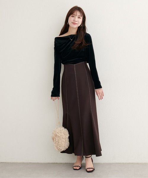 natural couture（ナチュラルクチュール）の「【WEB限定】ハートウエストマーメイドスカート（スカート・レディース・ネイビー/ベージュ/グレー/ブラウン・FREE）」の14枚目の写真