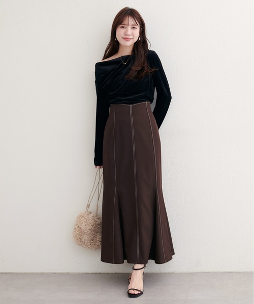 natural couture（ナチュラルクチュール）の「【WEB限定】ハートウエストマーメイドスカート（スカート・レディース・ネイビー/ベージュ/グレー/ブラウン・FREE）」の15枚目の写真