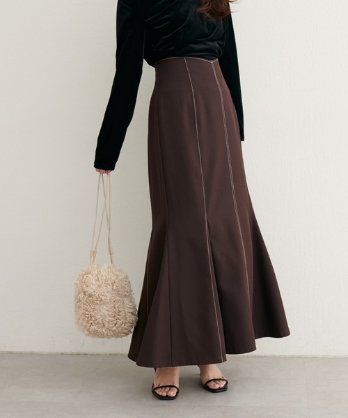 natural couture（ナチュラルクチュール）の「【WEB限定】ハートウエストマーメイドスカート（スカート・レディース・ネイビー/ベージュ/グレー/ブラウン・FREE）」の11枚目の写真