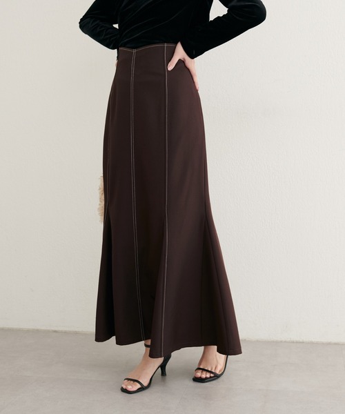 natural couture（ナチュラルクチュール）の「【WEB限定】ハートウエストマーメイドスカート（スカート・レディース・ネイビー/ベージュ/グレー/ブラウン・FREE）」の12枚目の写真