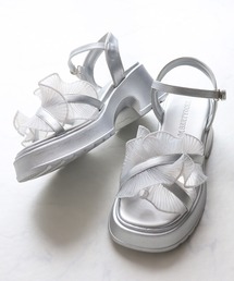 LibertyDoll（リバティードール）の「LIBERTYDOLL   シアー クロスフリル 厚底ストラップサンダル (4204)（サンダル）」