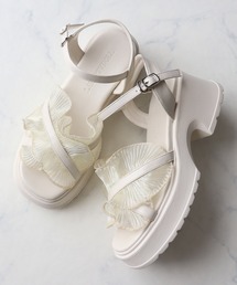 LibertyDoll（リバティードール）の「LIBERTYDOLL   シアー クロスフリル 厚底ストラップサンダル (4204)（サンダル）」