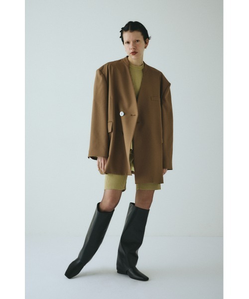 HeRIN.CYE（ヘリンドットサイ）の「No collar over jacket　　ノーカラーオーバージャケット（その他アウター・レディース・ブラウン/ネイビー/ベージュ・38/36）」の7枚目の写真