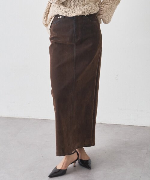 Whim Gazette（ウィムガゼット）の「デニムフロッキースリットスカート（デニムスカート・レディース・ブラウン・38/36）」の10枚目の写真