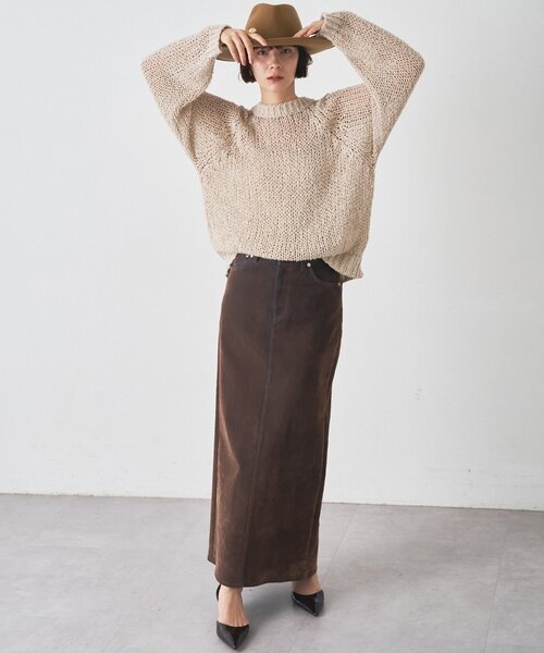 Whim Gazette（ウィムガゼット）の「デニムフロッキースリットスカート（デニムスカート・レディース・ブラウン・38/36）」の13枚目の写真